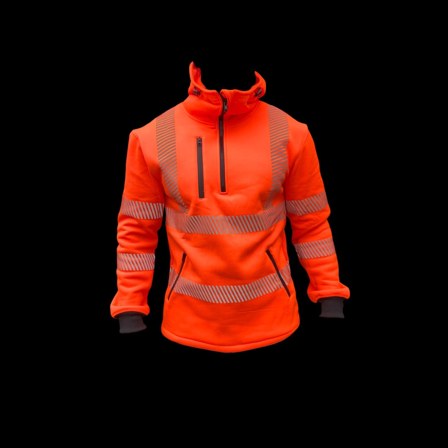 Orange Fleece Hoodie (Half Zip)