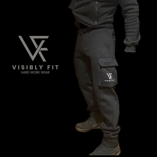 Black cargo workwear joggers