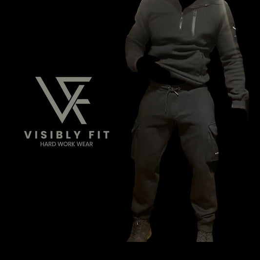Black cargo workwear joggers