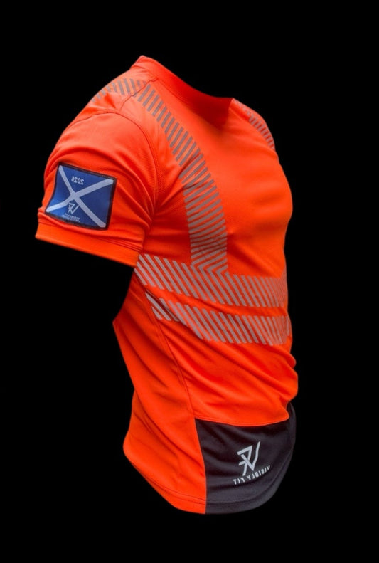 Hi-vis orange EN ISO 20471 Class 2 crew neck t-shirt, Scotland World Cup edition