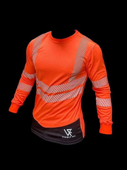Orange crew neck work wear long sleeve