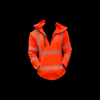 Orange Fleece Hoodie (Half Zip)