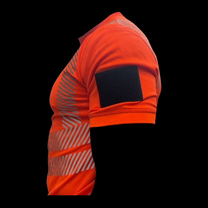 Orange Hi-Vis Crew Neck T-Shirt, Flag Patch, Class 2