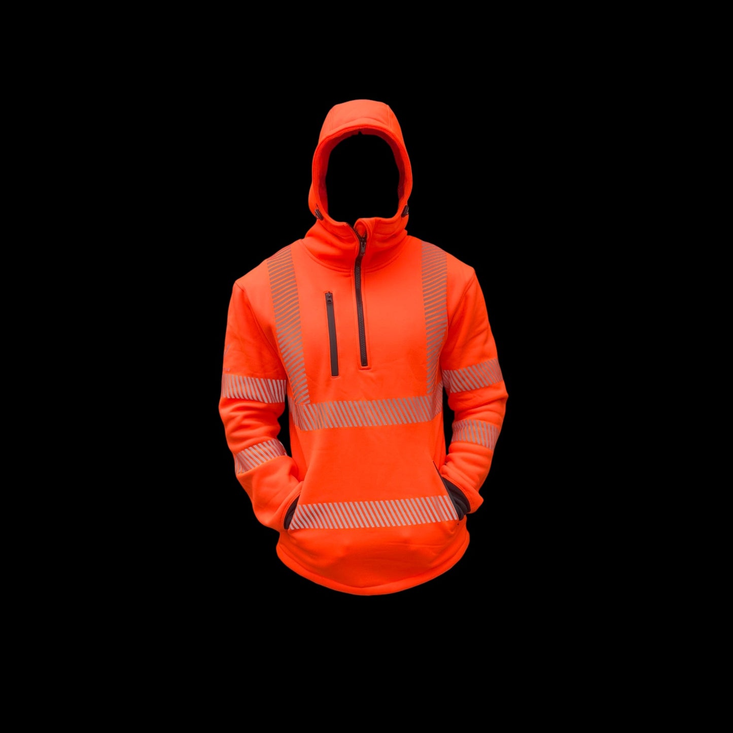 Orange Fleece Hoodie (Half Zip)