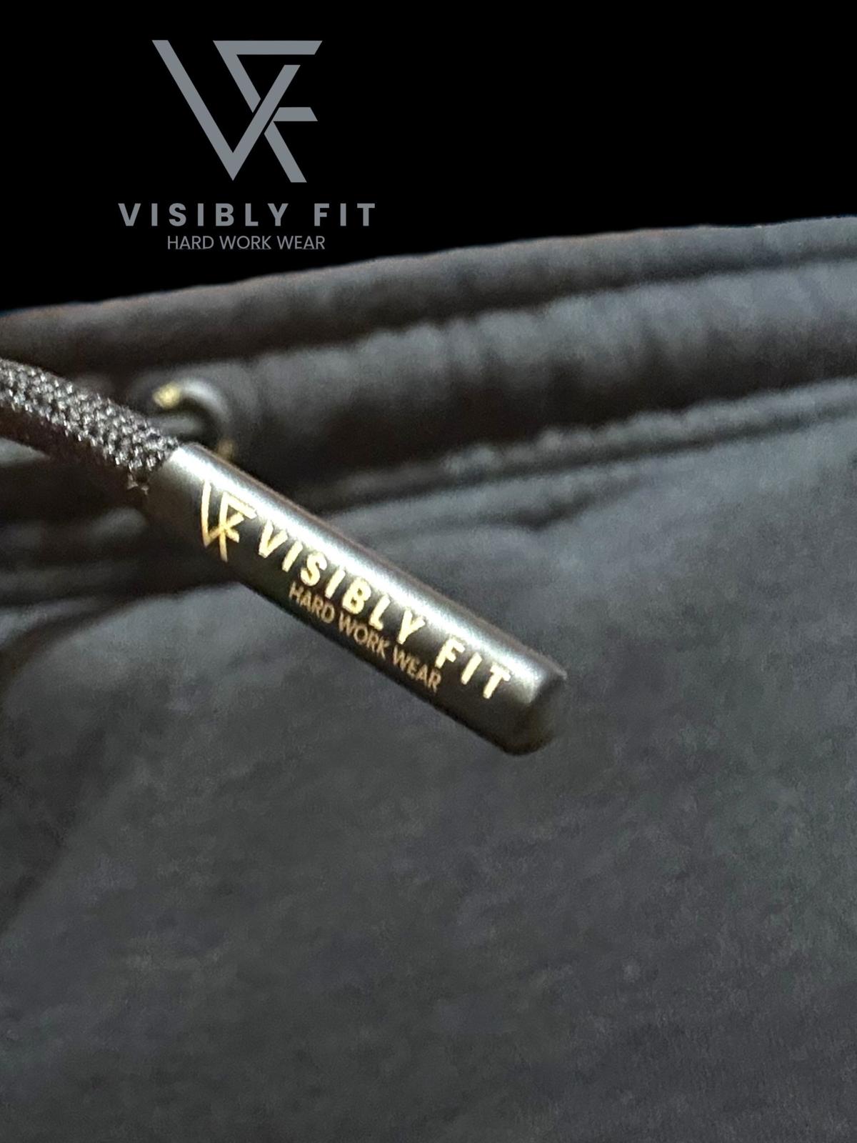 Black reflective cargo workwear joggers