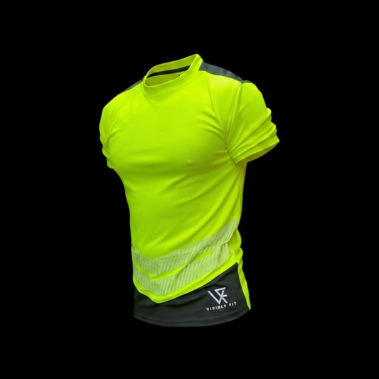 Crew Neck regular fit Class1 Hi Vis Shirt – Yellow/black trim (VAT is added at the checkout)