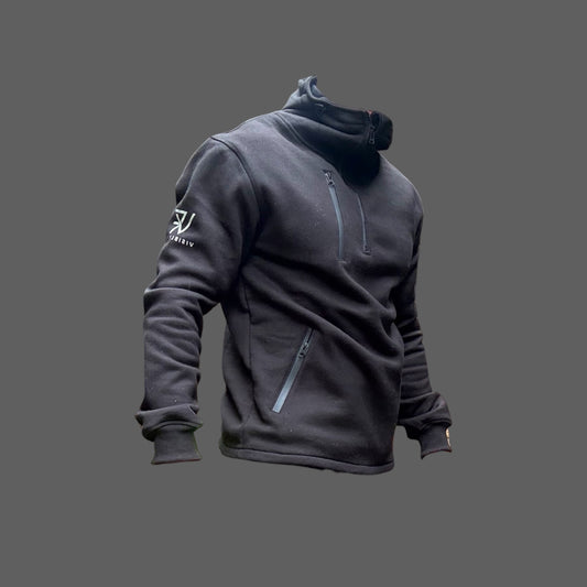 Black Half Zip Fleece Hoodie