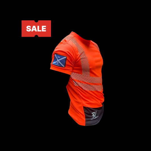 Orange Hi-Vis Crew Neck T-Shirt, Scotland World Cup Edition, Class 2