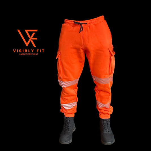 Orange reflective cargo workwear joggers